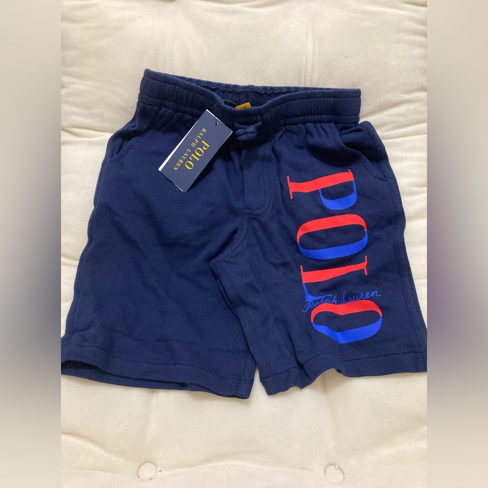 NWT POLO RALPH LAUREN KIDS LOGO SPA TERRY PULL-ON SHORTS NAVY